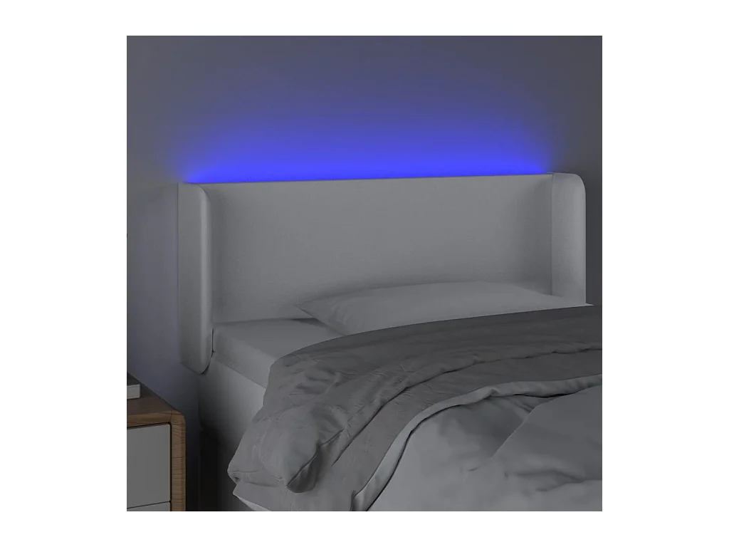 Tête de Lit | Panneau de tête pour lit Moderne à LED Blanc 103x16x78/88 cm Similicuir