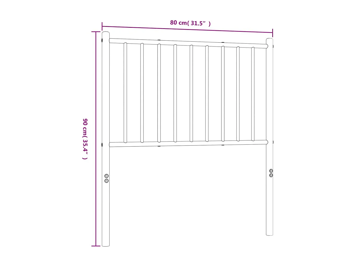 Mueble cabecero | Cabezal de cama | Cabecero de metal negro 75 cm