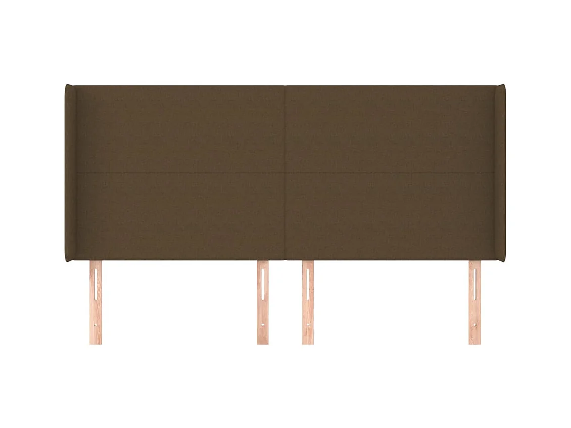 Cabecero | Cabezal de Cama | Mueble cabecero con orejas de tela marrón oscuro 203x16x118/128 cm