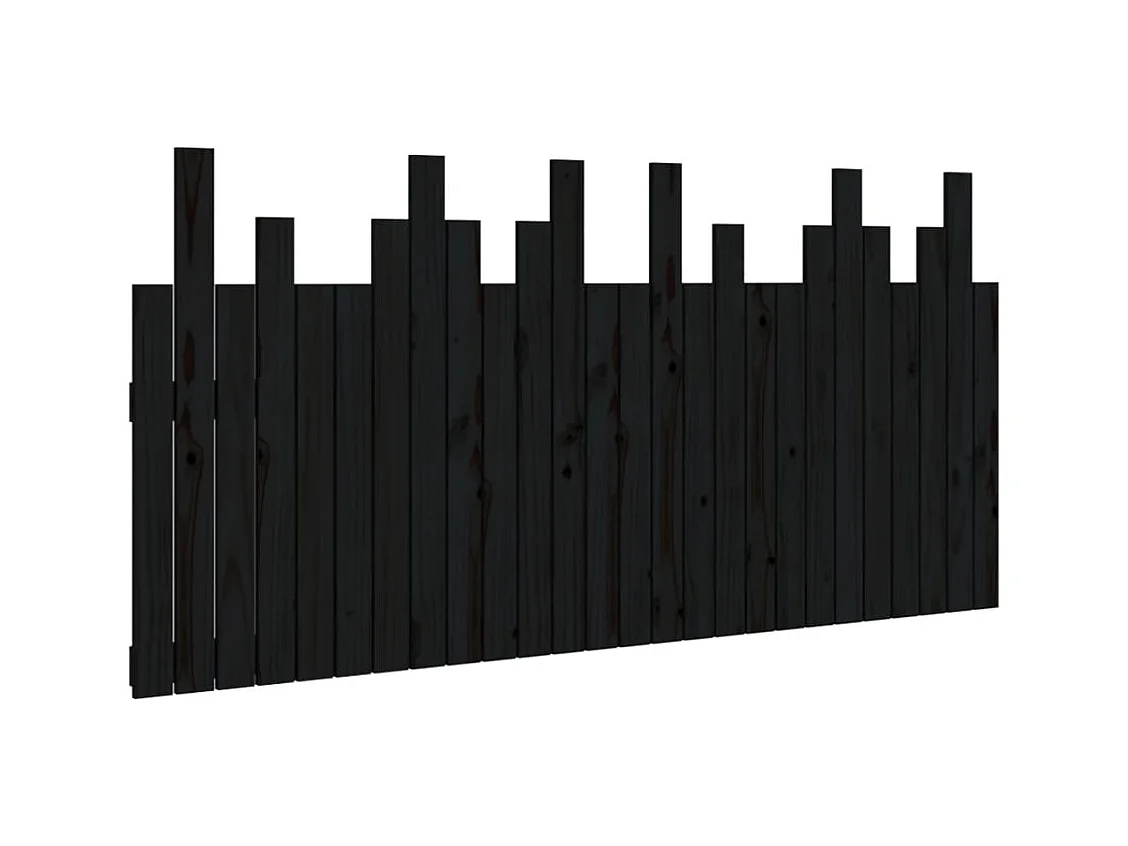 Tête de lit murale | Panneau de tête pour lit Moderne  Noir 166x3x80 cm Bois massif de pin