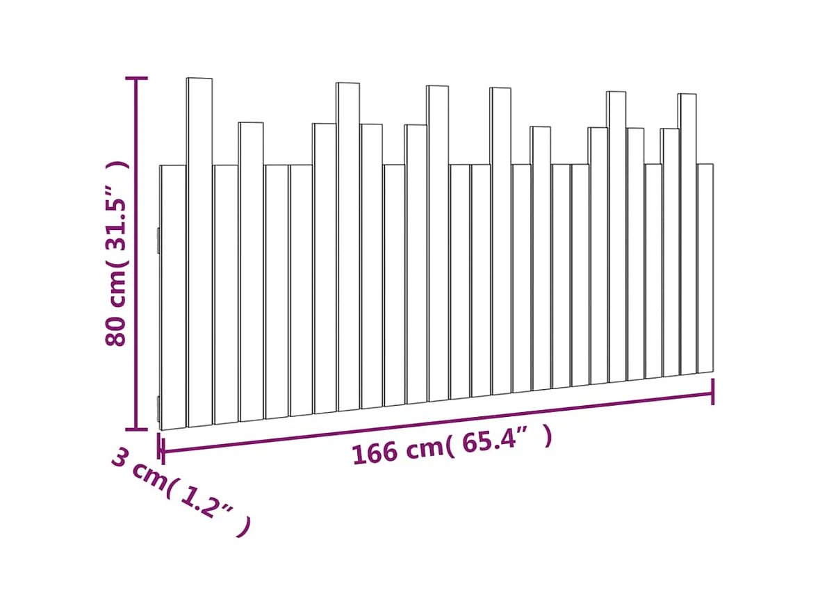 Tête de lit murale | Panneau de tête pour lit Moderne  Noir 166x3x80 cm Bois massif de pin