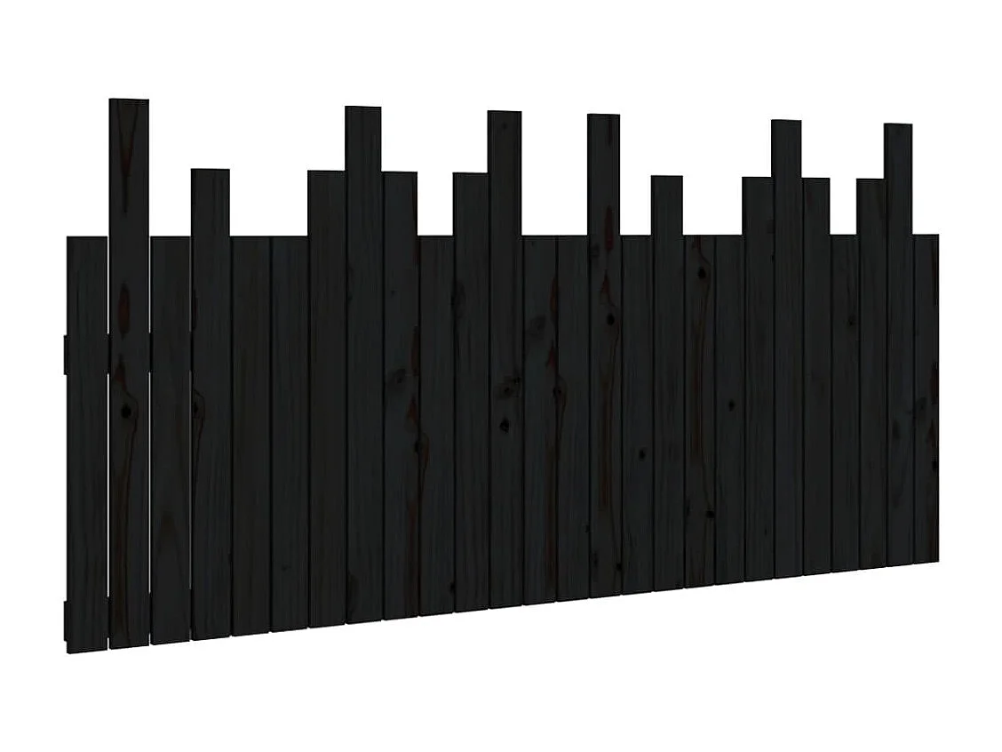 Hoofdbord | Hoofdeinde wandmontage 166x3x80 cm massief grenenhout zwart