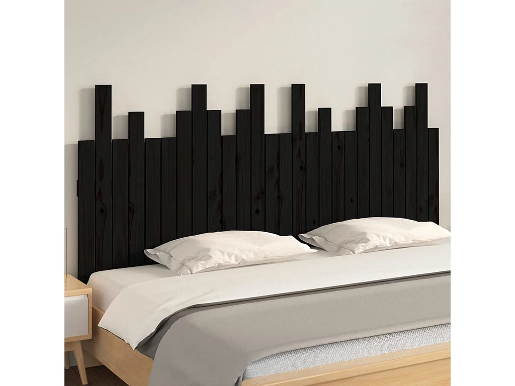 Hoofdbord | Hoofdeinde wandmontage 166x3x80 cm massief grenenhout zwart