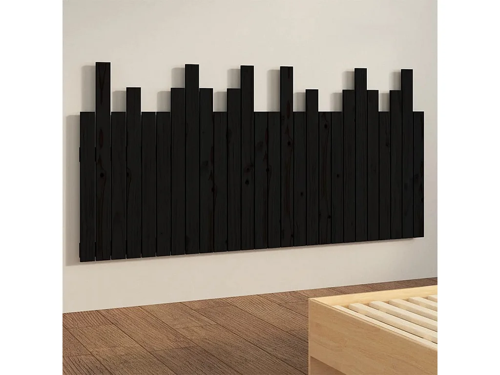 Hoofdbord | Hoofdeinde wandmontage 166x3x80 cm massief grenenhout zwart