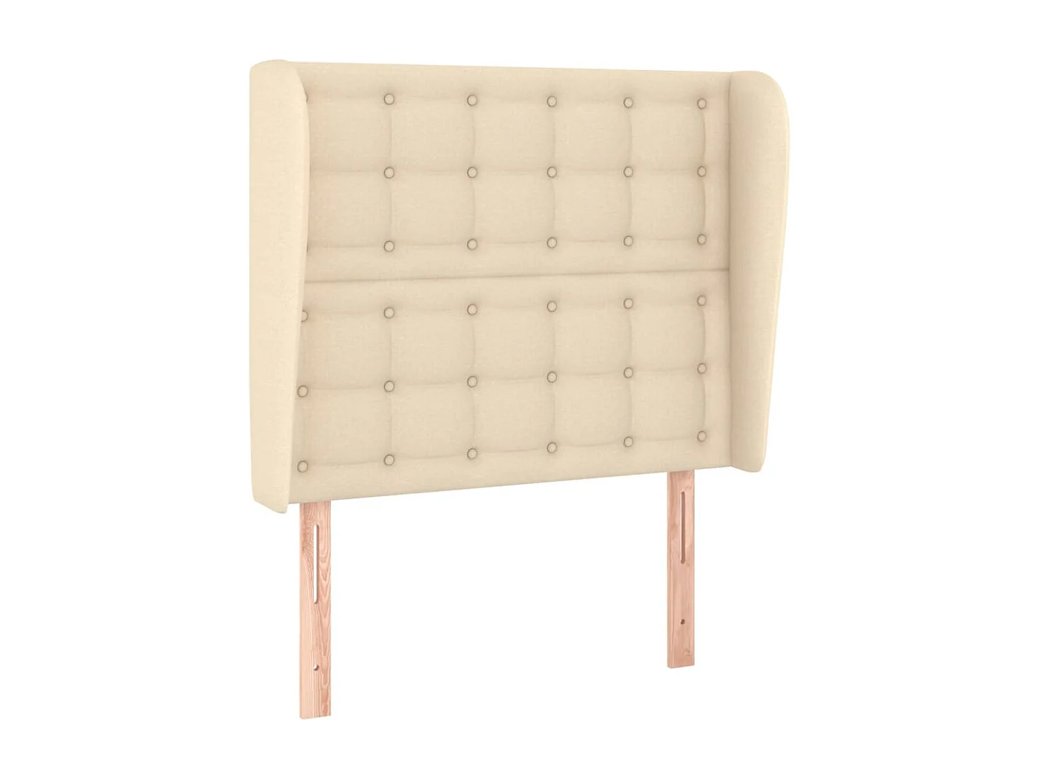 Cabecero | Cabezal de Cama | Mueble cabecero con orejas de tela color crema 103x23x118/128 cm