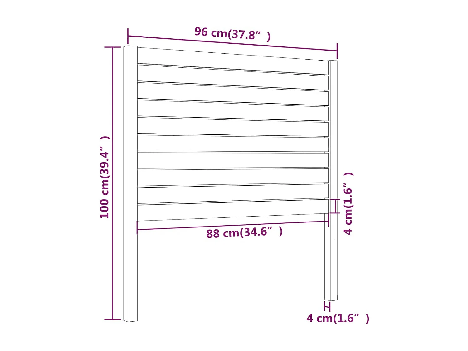 Tête de Lit | Panneau de tête pour lit Moderne Blanc 96x4x100 cm Bois massif de pin