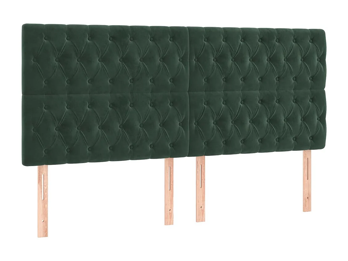 Hoofdbord | Hoofdeinde LED 200x7x118/128 cm fluweel donkergroen