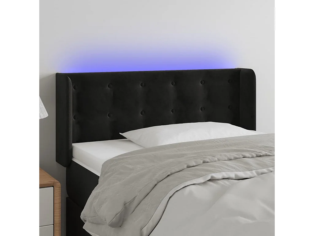 Hoofdbord | Hoofdeinde LED 103x16x78/88 cm fluweel zwart