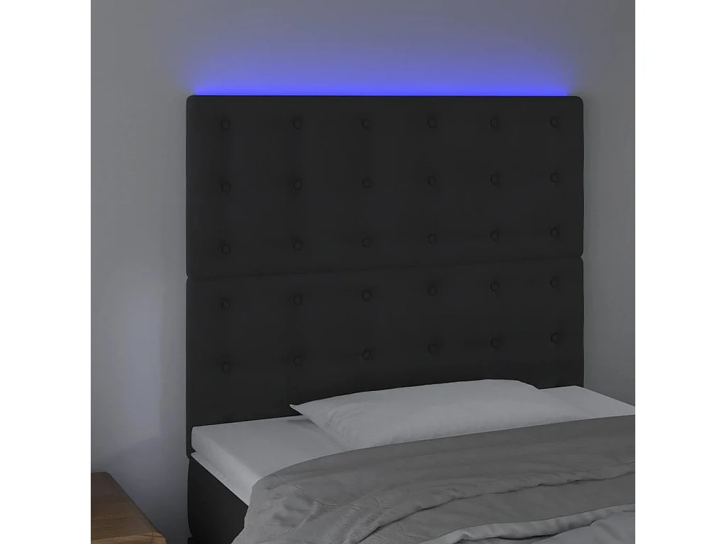 Hoofdbord | Hoofdeinde LED 90x5x118/128 cm fluweel zwart