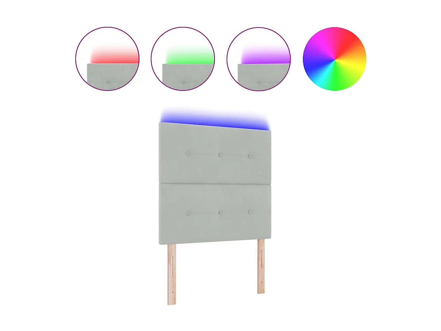 Tête de Lit | Panneau de tête pour lit Moderne avec des lumières à LED Gris clair 80 cm Velours