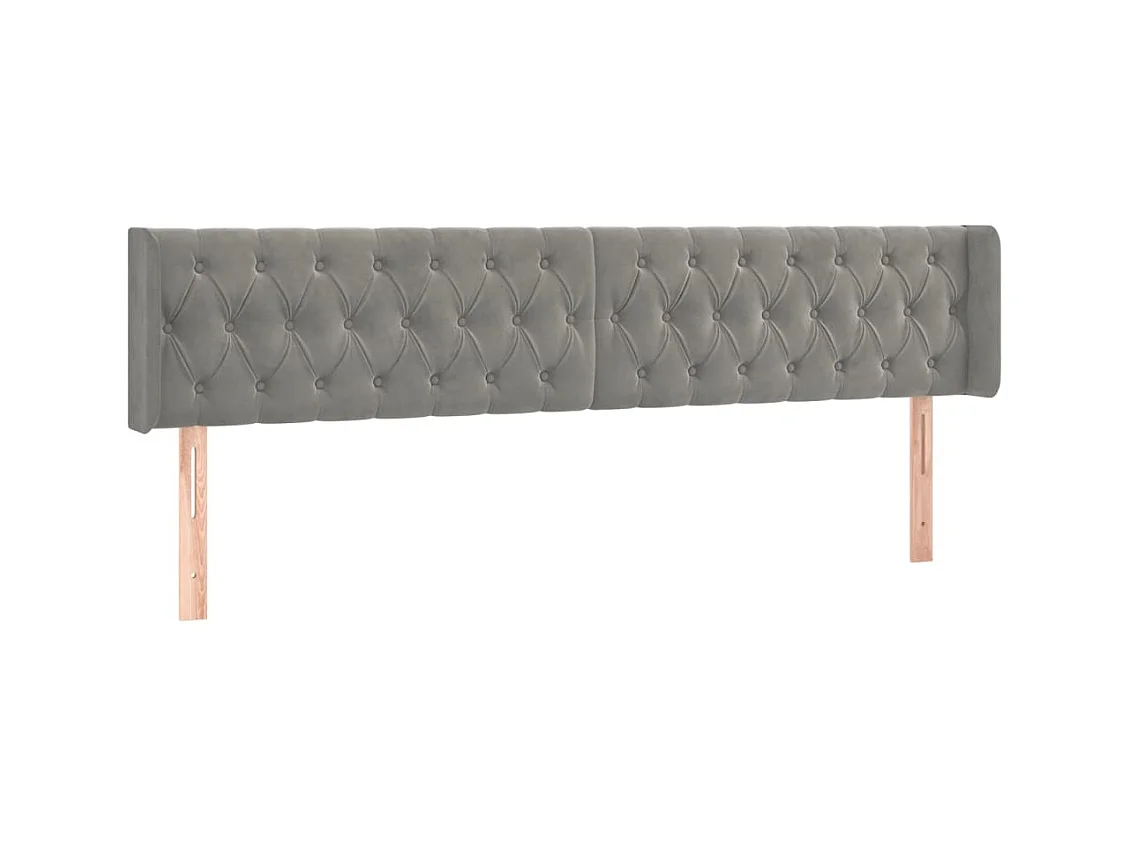 Cabecero | Cabezal de Cama | Mueble cabecero con LED de terciopelo gris claro 203x16x78/88 cm