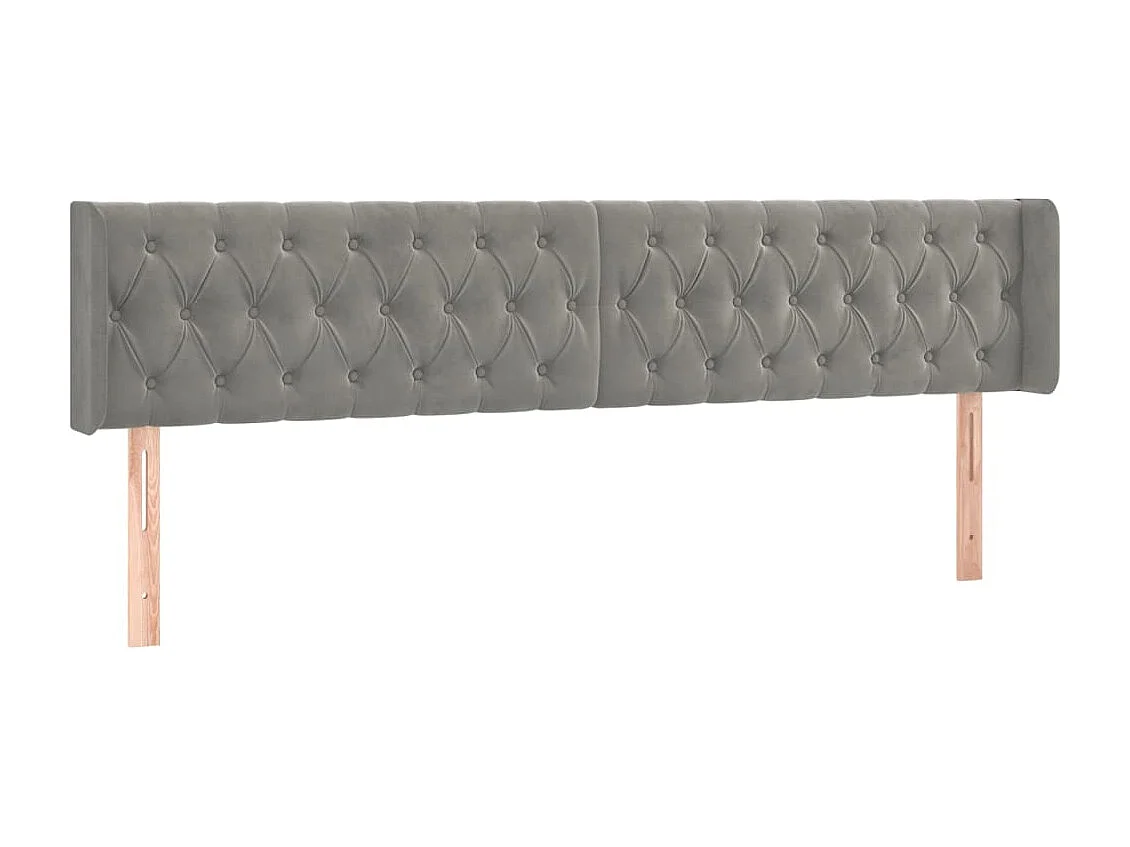 Hoofdbord | Hoofdeinde LED 203x16x78/88 cm fluweel lichtgrijs