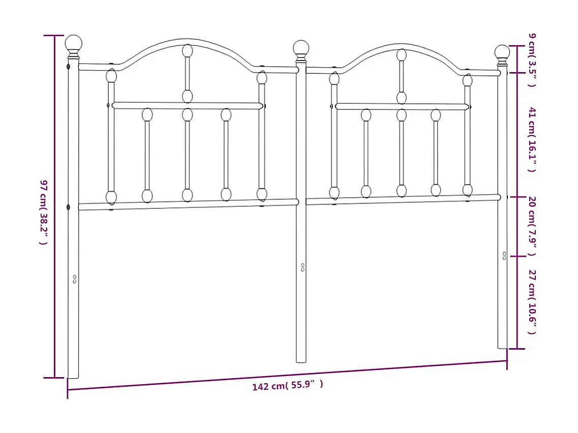 Mueble cabecero | Cabezal de cama | Cabecero de metal negro 135 cm