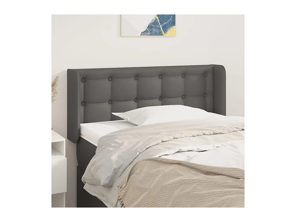 Mueble cabecero | Cabezal de cama | Cabecero de cuero sintético gris 83x16x78/88 cm