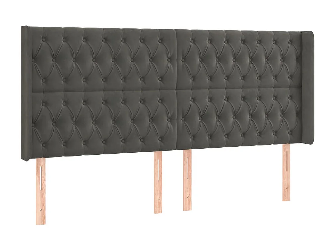 Hoofdbord | Hoofdeinde LED 203x16x118/128 cm fluweel donkergrijs