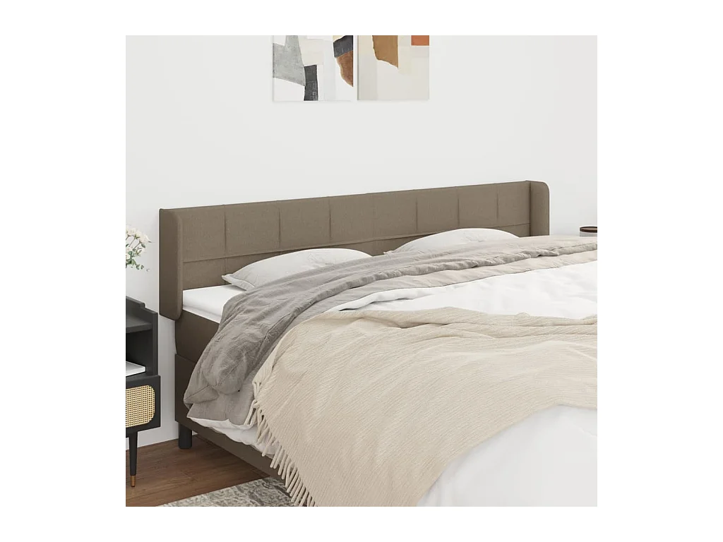 Mueble cabecero | Cabezal de cama | Cabecero de tela gris taupe 183x16x78/88 cm