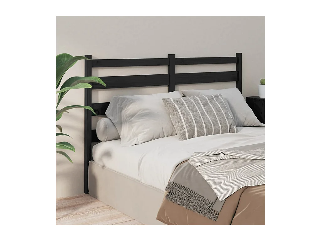 Cabecero de Cama | Cabezal de cama | Mueble de cabecero madera maciza de pino negro 166x4x100 cm