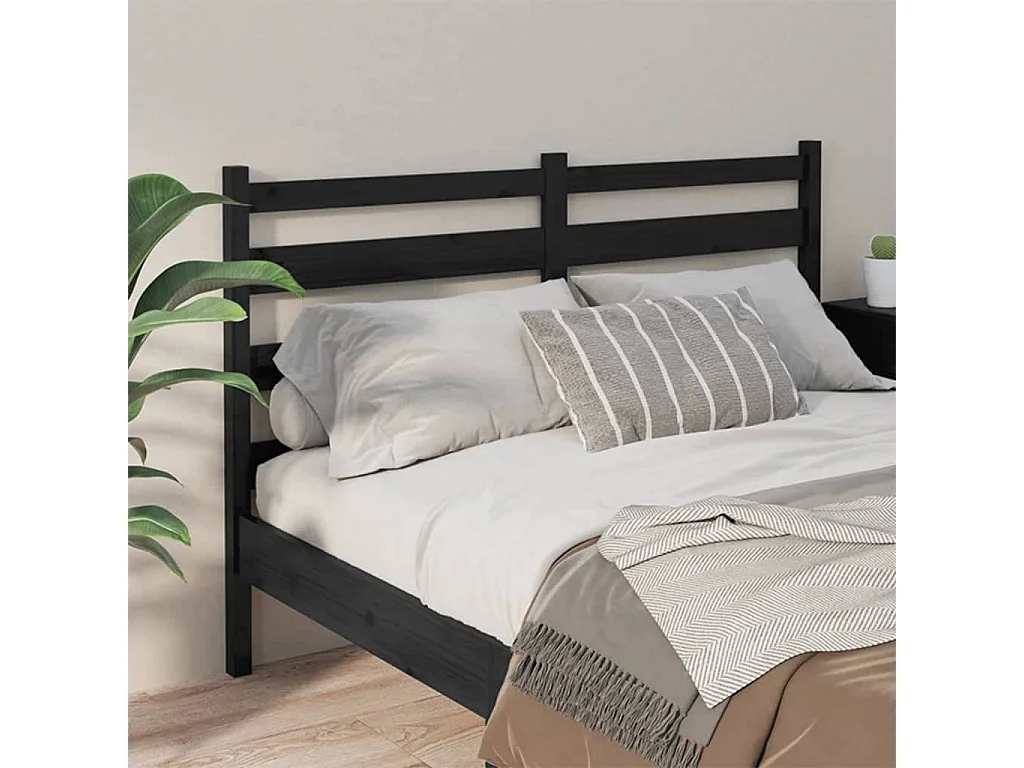 Cabecero de Cama | Cabezal de cama | Mueble de cabecero madera maciza de pino negro 166x4x100 cm