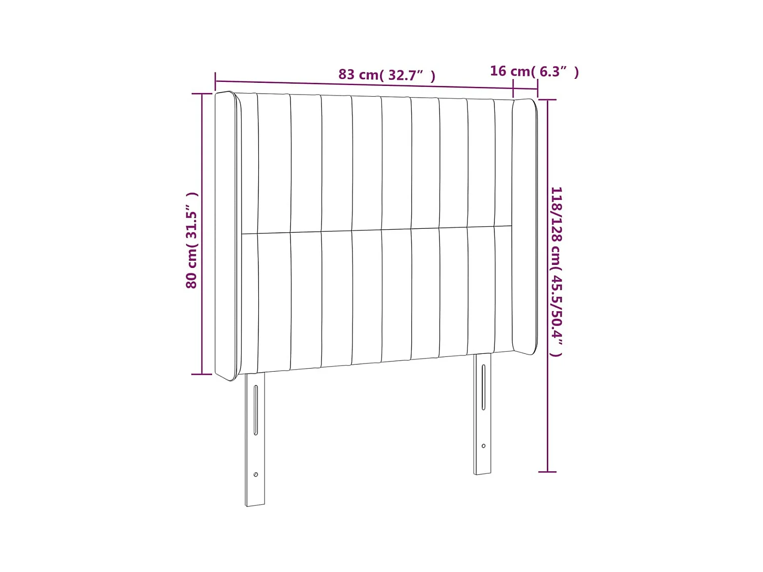 Mueble cabecero | Cabezal de cama | Cabecero con LED de tela color crema 83x16x118/128 cm