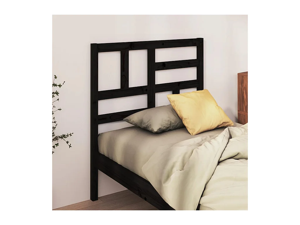 Cabecero de Cama | Cabezal de cama | Mueble de cabecero madera maciza de pino negro 96x4x104 cm