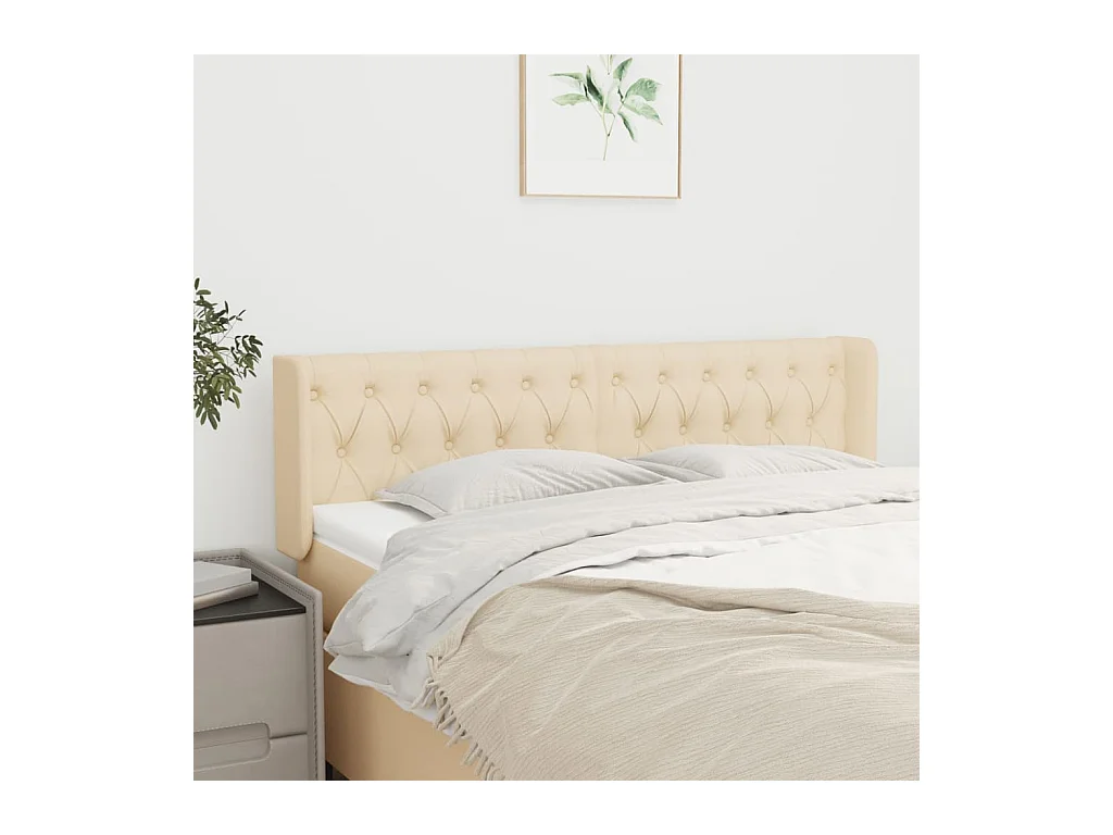 Mueble cabecero | Cabezal de cama | Cabecero de tela color crema 163x16x78/88 cm