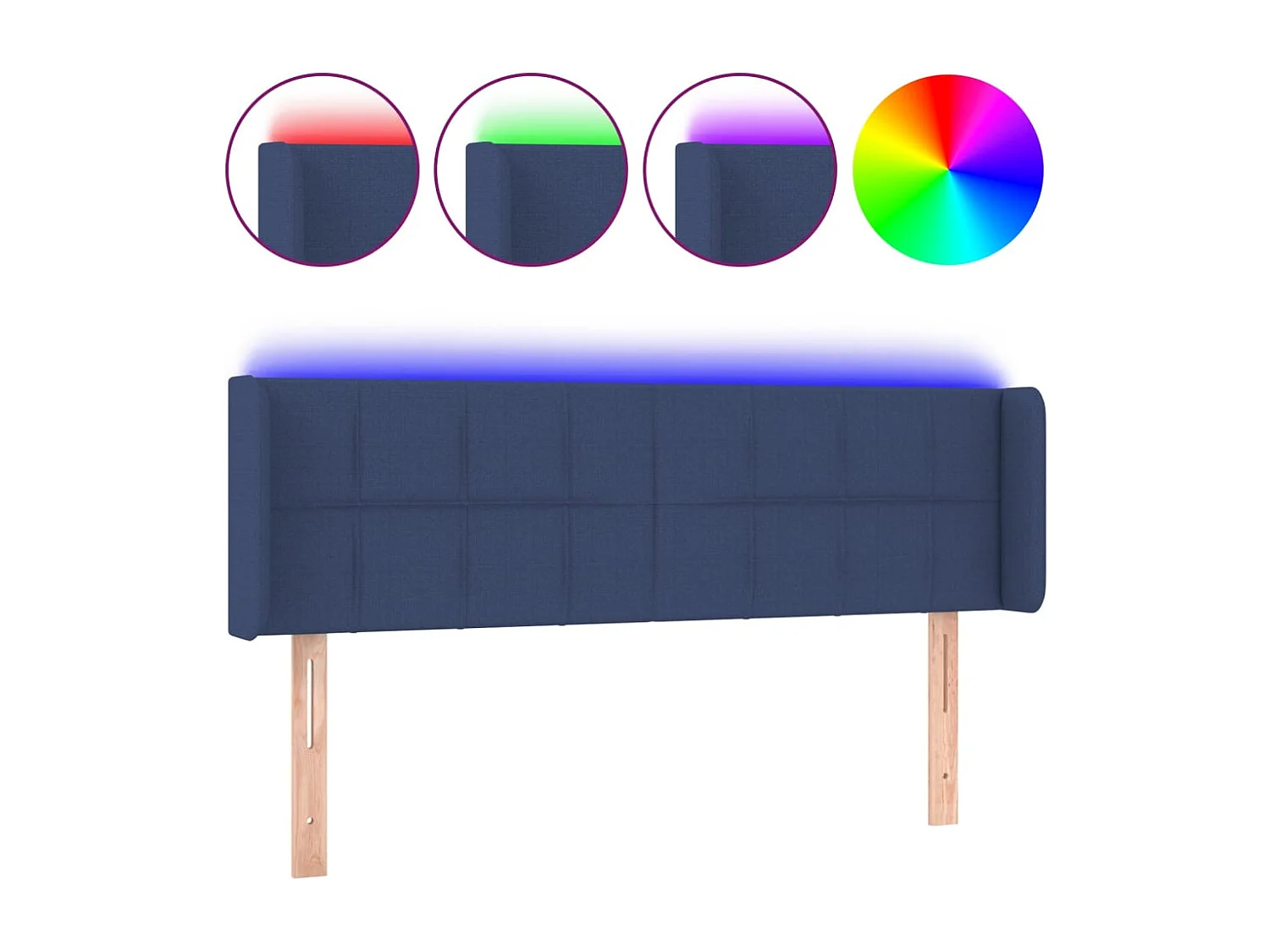 Tête de Lit | Panneau de tête pour lit Moderne à LED Bleu 147x16x78/88 cm Tissu