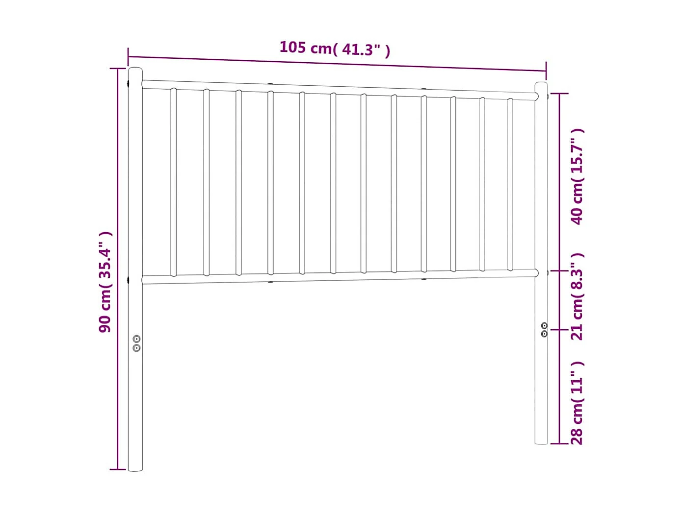 Tête de Lit | Panneau de tête pour lit Moderne métal blanc 100 cm