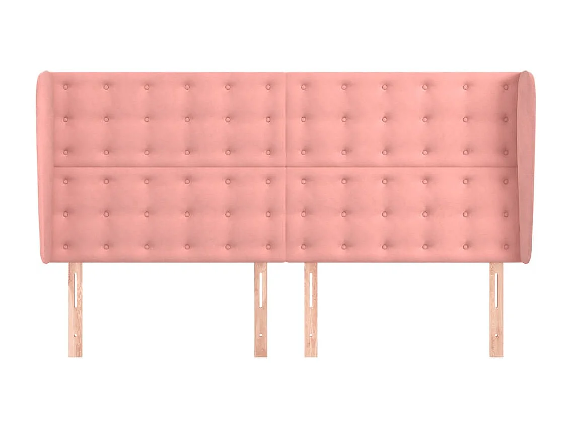 Tête de Lit | Panneau de tête pour lit Moderne avec oreilles Rose 183x23x118/128 cm Velours