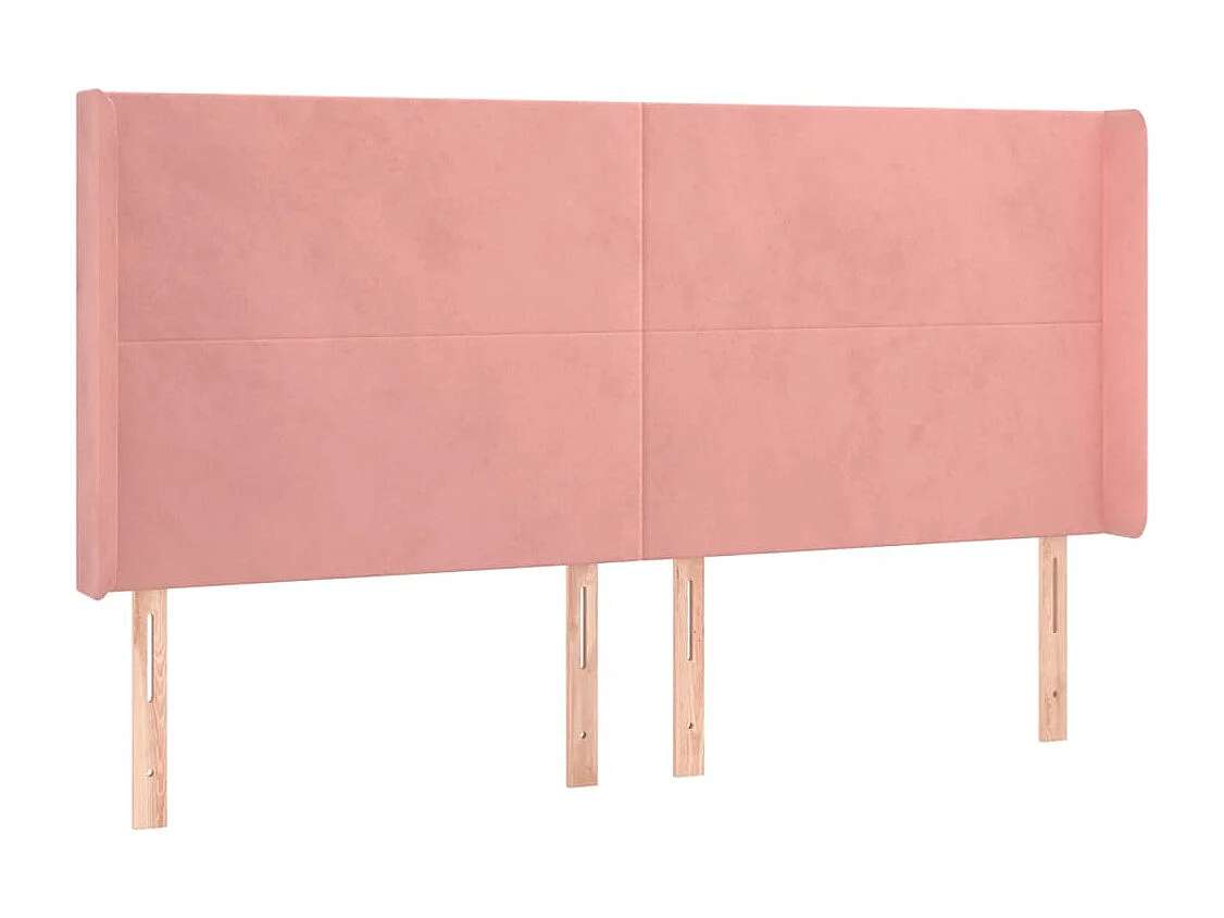 Tête de Lit | Panneau de tête pour lit Moderne à LED Rose 163x16x118/128 cm Velours