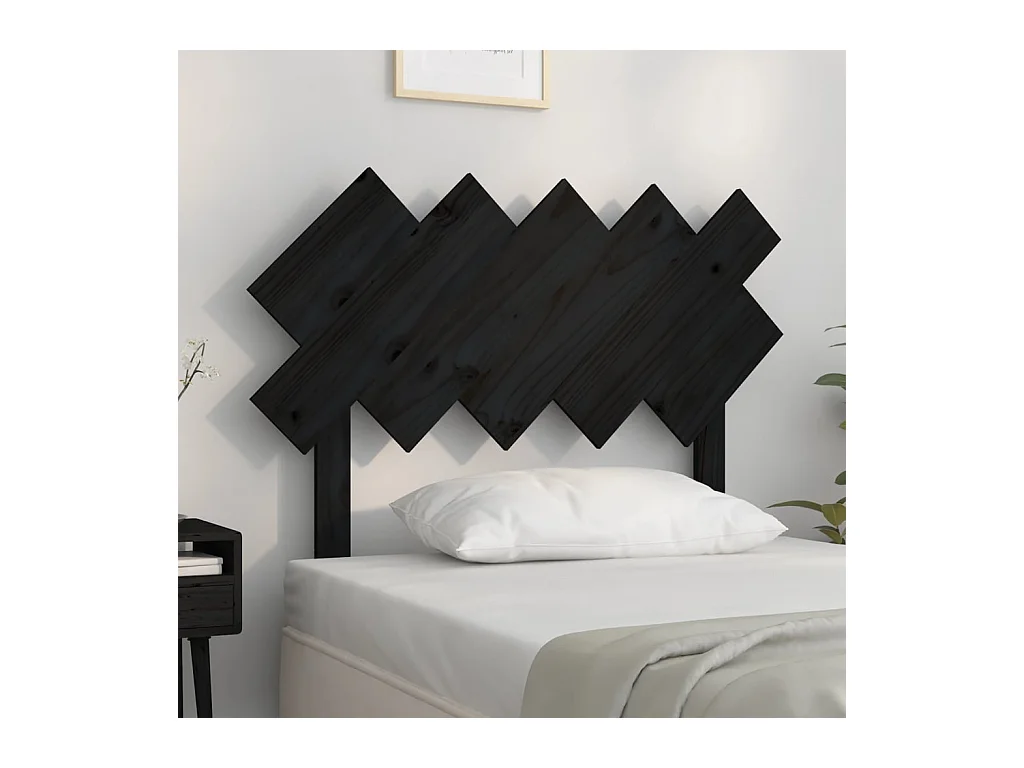 Cabecero de Cama | Cabezal de cama | Mueble de cabecero madera maciza de pino negro 104x3x80,5 cm