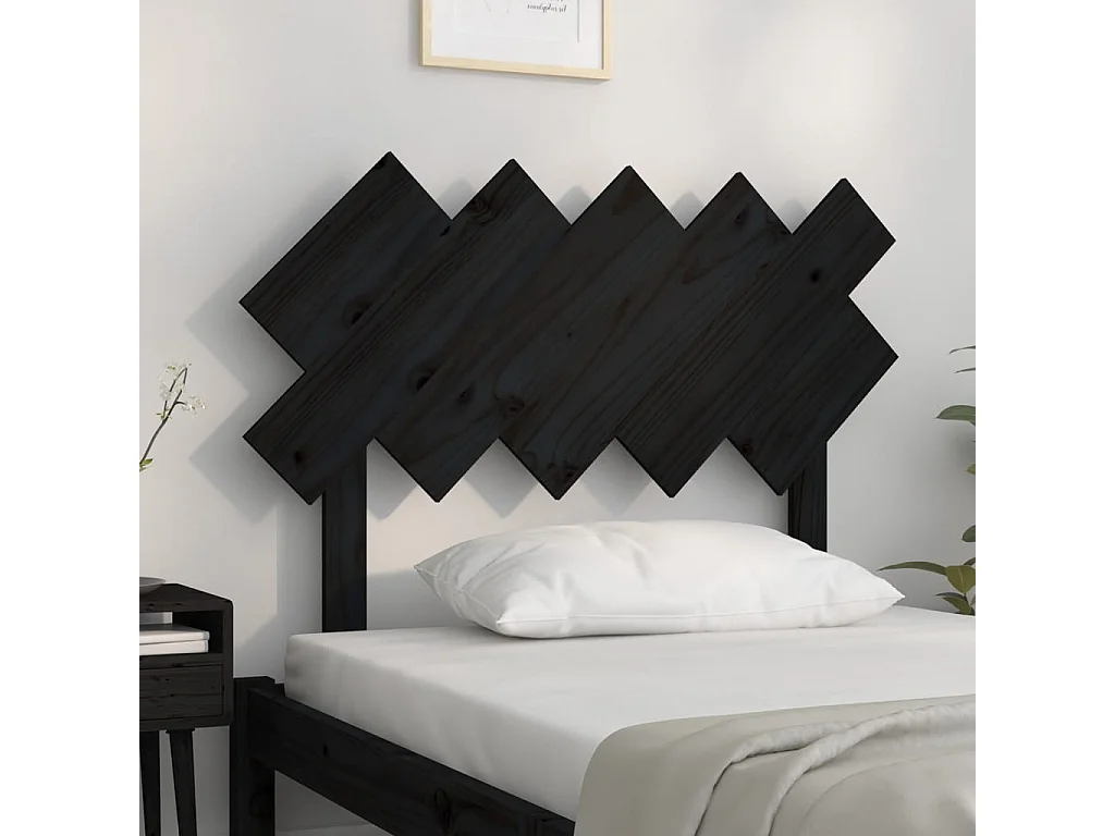 Cabecero de Cama | Cabezal de cama | Mueble de cabecero madera maciza de pino negro 104x3x80,5 cm