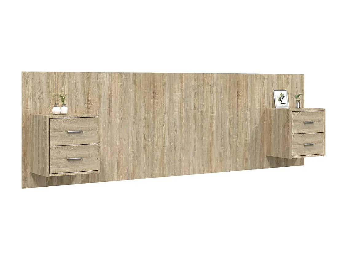 Tête de Lit avec rangement | Tête de lit avec armoires Chêne sonoma Bois d'ingénierie