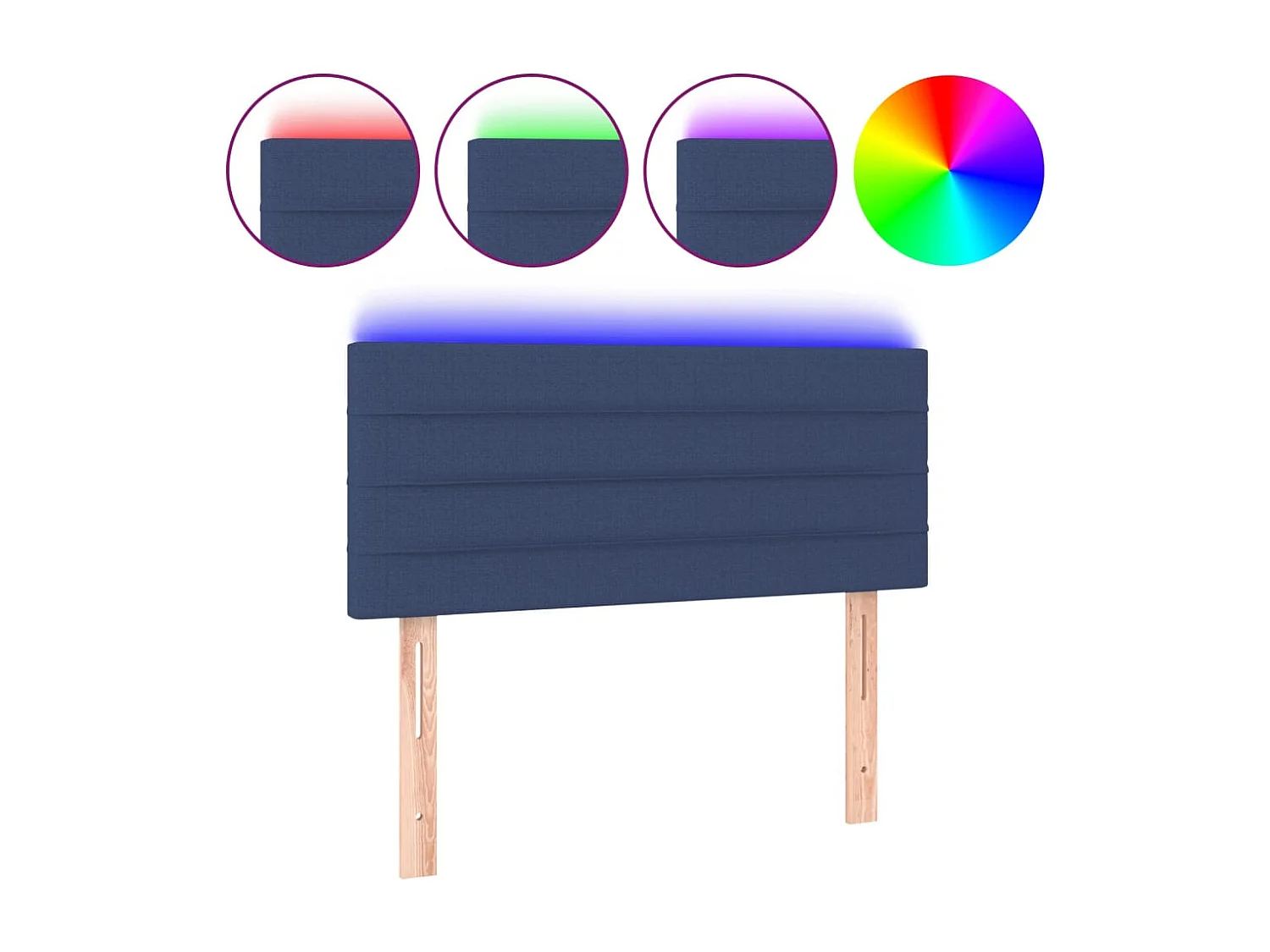Hoofdbord | Hoofdeinde LED 80x5x78/88 cm stof blauw