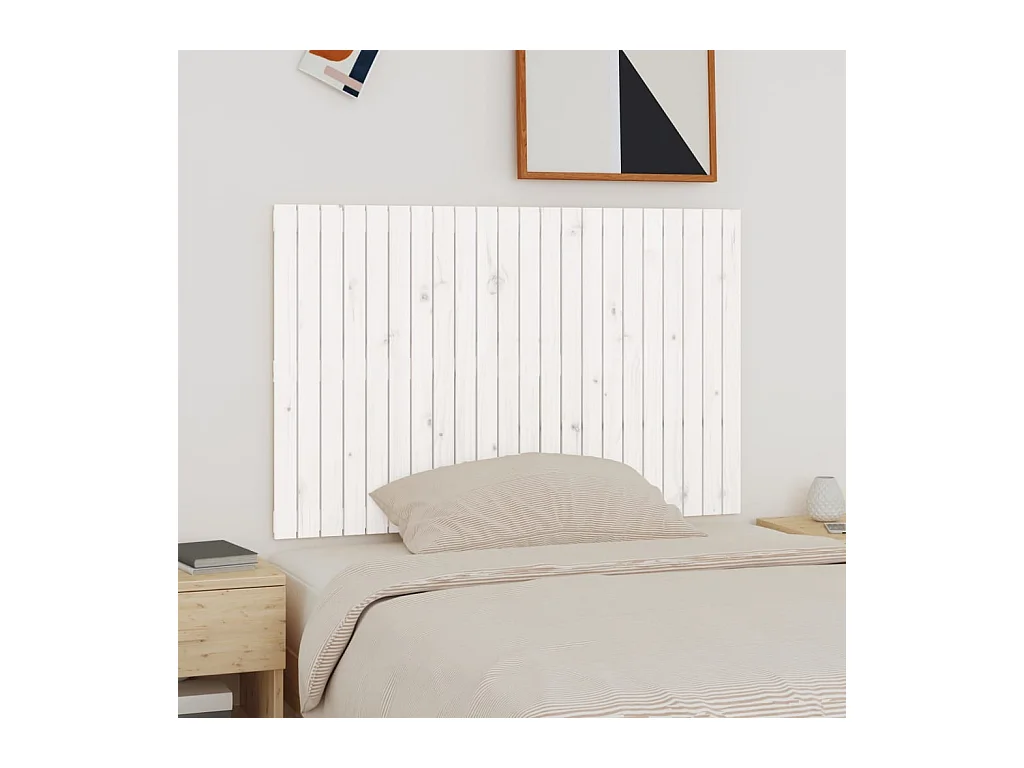 Tête de lit murale | Panneau de tête pour lit Moderne  Blanc 140x3x90 cm Bois massif de pin