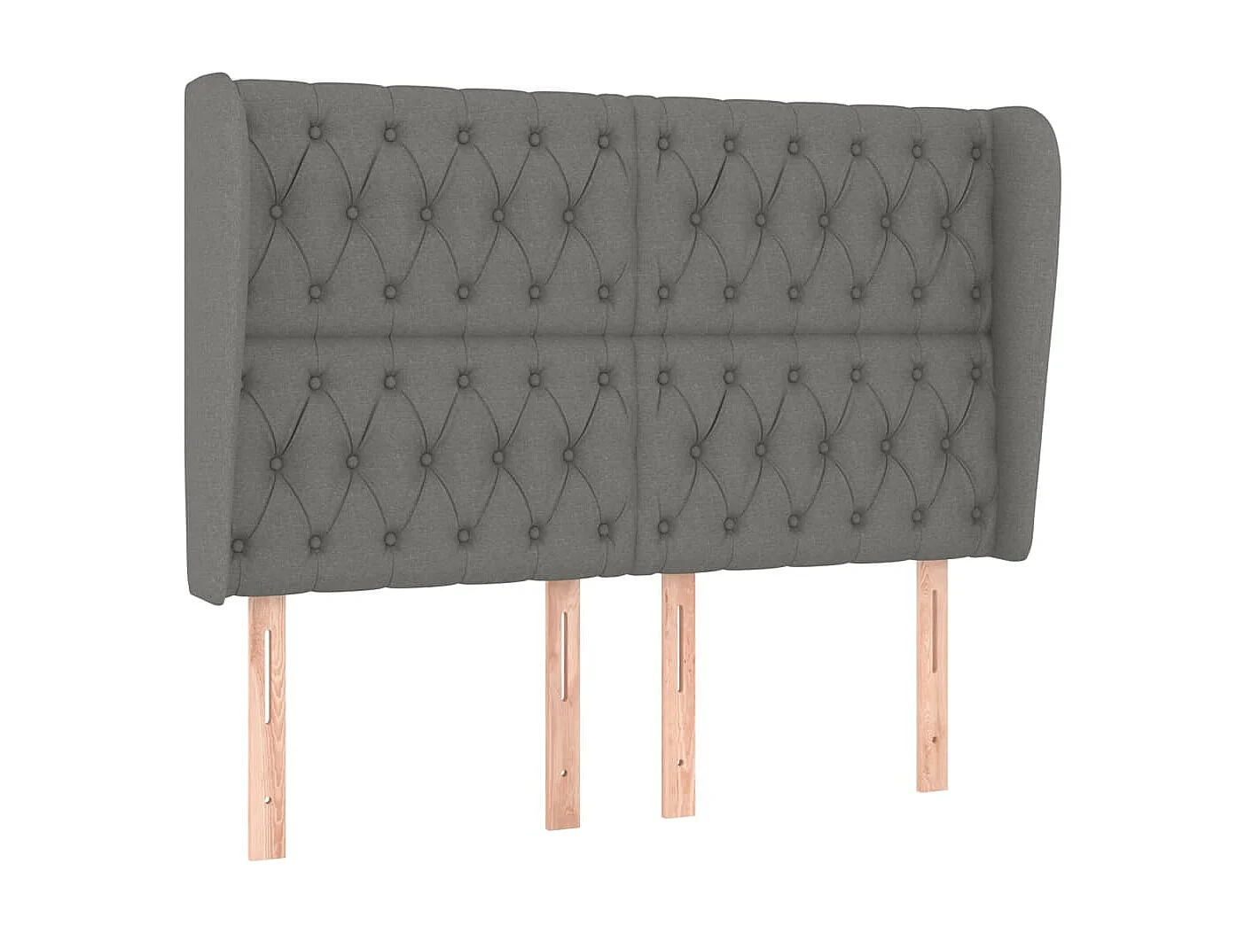 Tête de Lit | Panneau de tête pour lit Moderne avec oreilles Gris foncé 163x23x118/128 cm Tissu