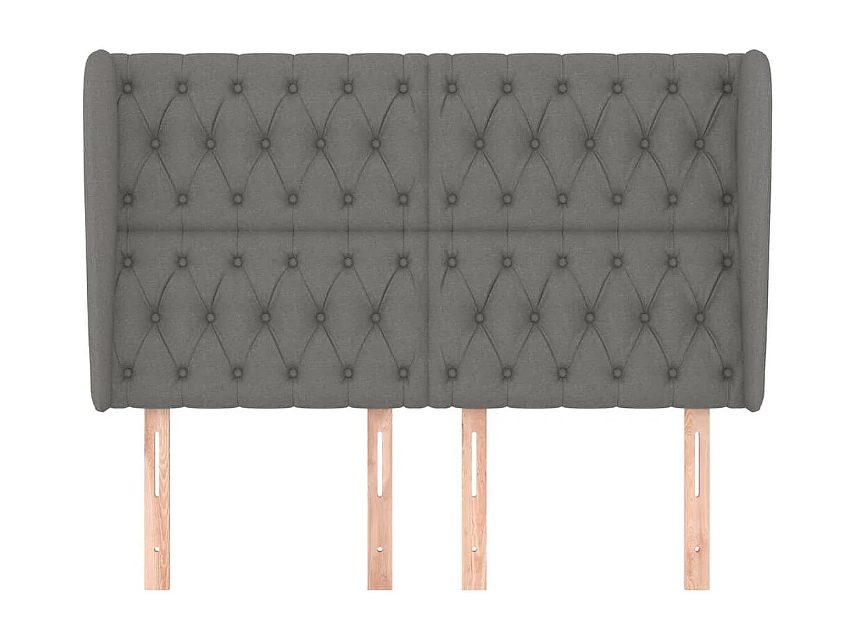 Tête de Lit | Panneau de tête pour lit Moderne avec oreilles Gris foncé 163x23x118/128 cm Tissu