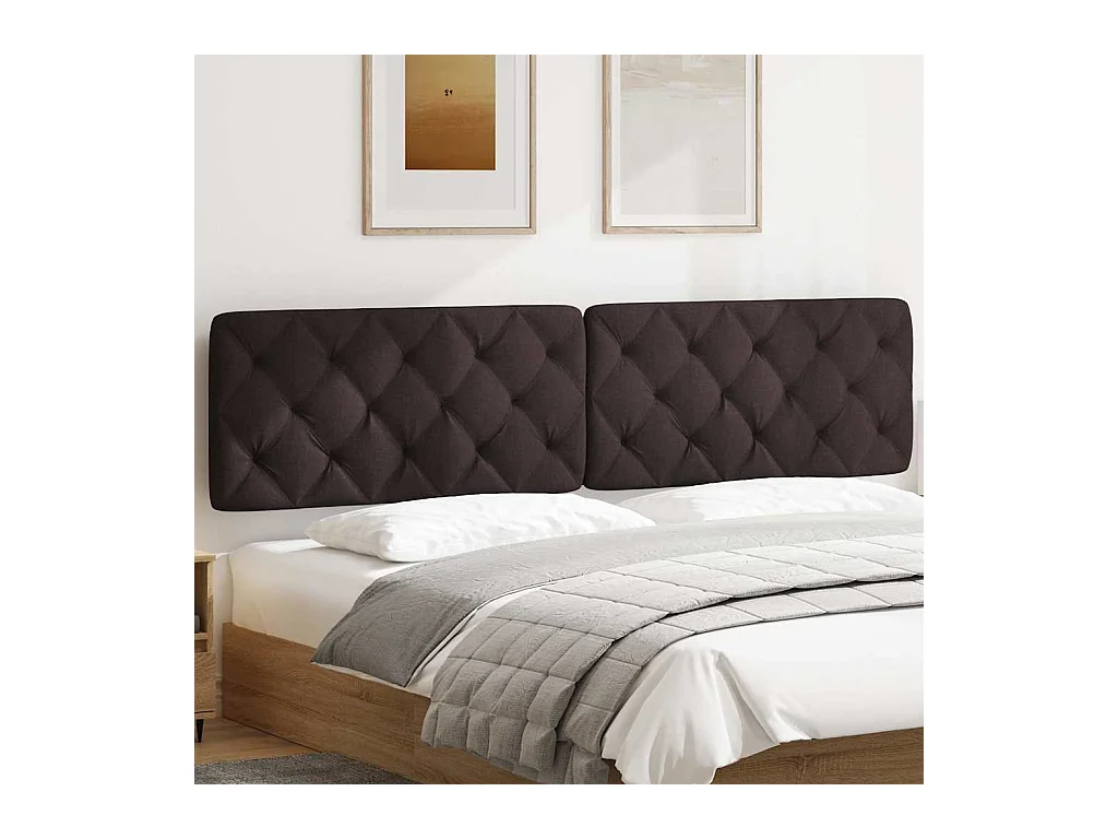Cabecero de Cama | Cabezal de cama | Mueble de cabecero acolchado tela marrón oscuro 200 cm