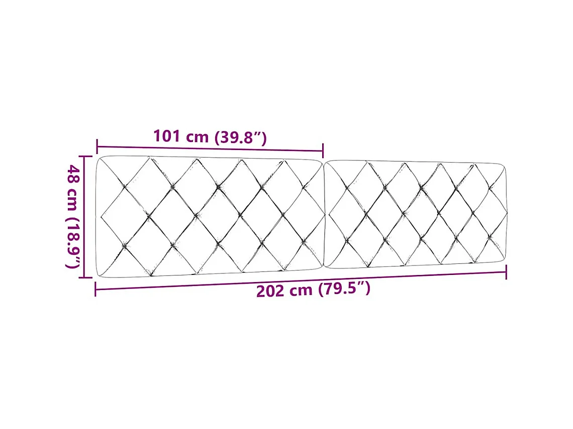 Cabecero de Cama | Cabezal de cama | Mueble de cabecero acolchado tela marrón oscuro 200 cm