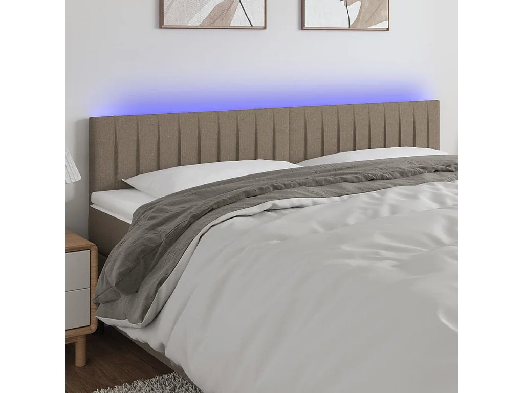 Tête de Lit | Panneau de tête pour lit Moderne à LED Taupe 160x5x78/88 cm Tissu