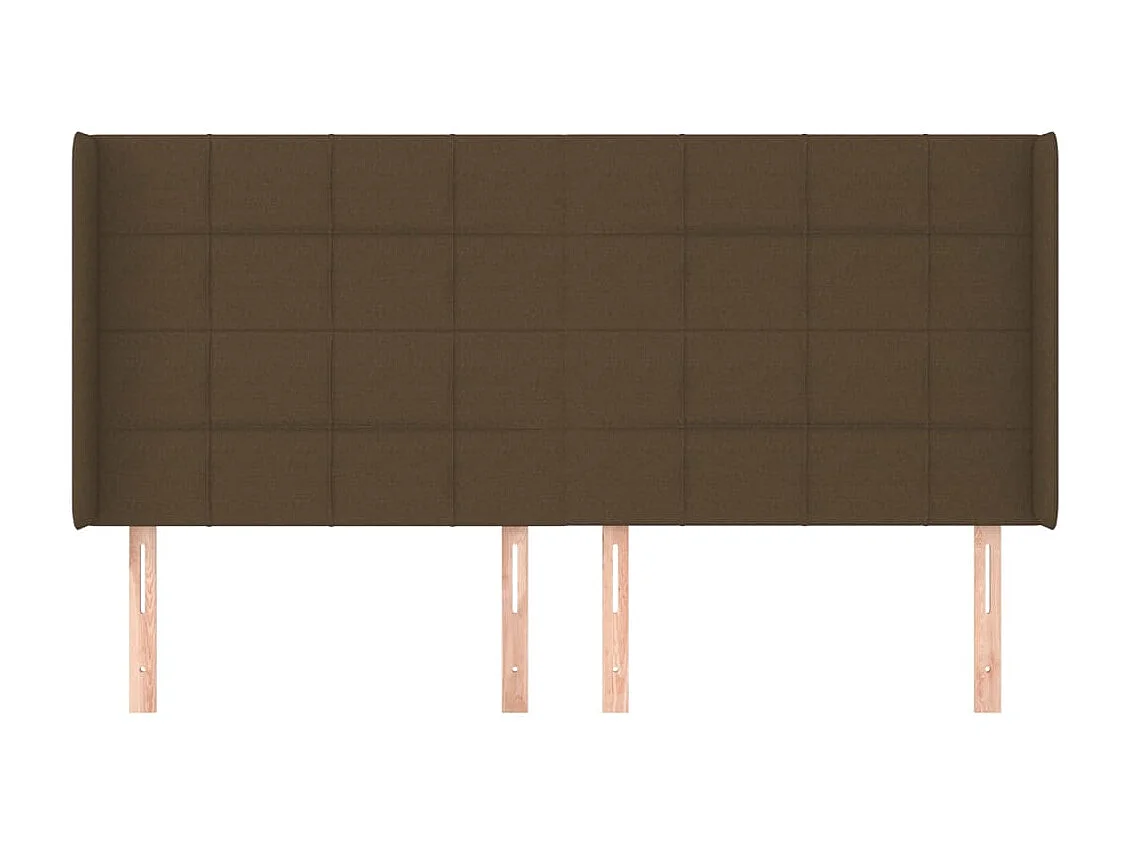 Tête de Lit | Panneau de tête pour lit Moderne avec oreilles Marron foncé 203x16x118/128 cm Tissu