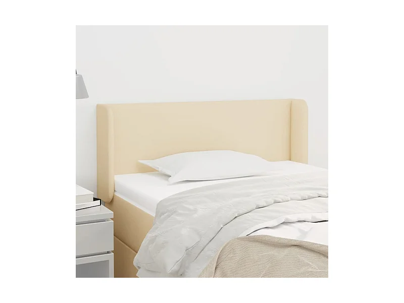Mueble cabecero | Cabezal de cama | Cabecero de tela color crema 103x16x78/88 cm