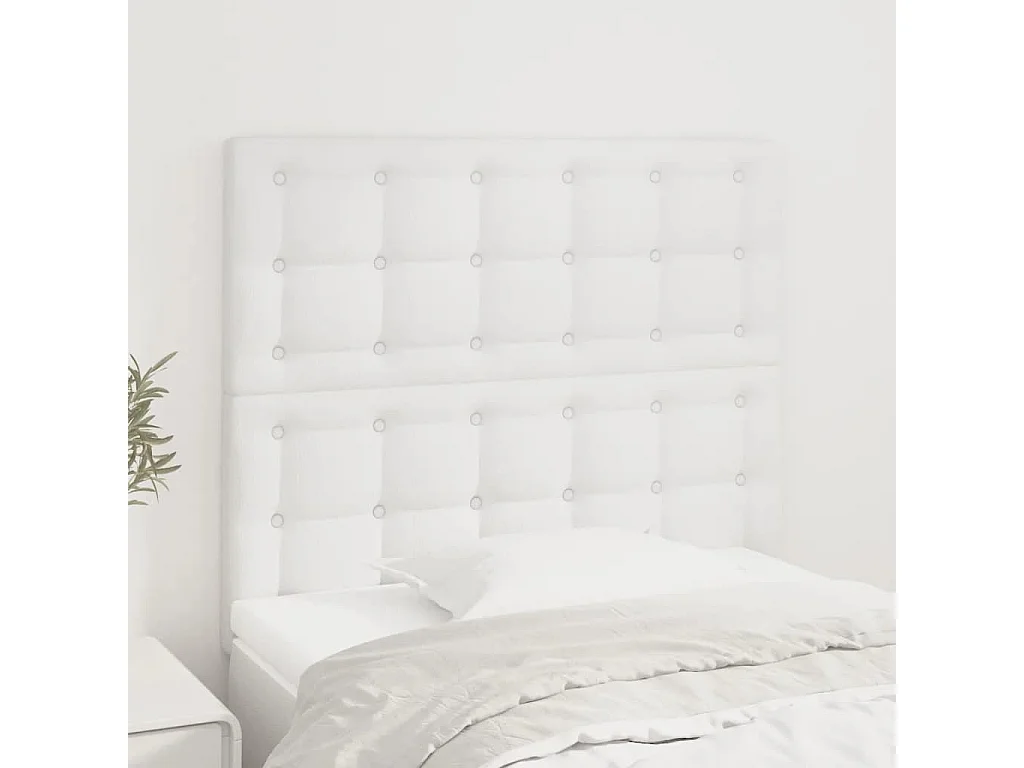Têtes de lit | Panneaux de tête pour lit Moderne 2 pcs Blanc 90x5x78/88 cm Similicuir