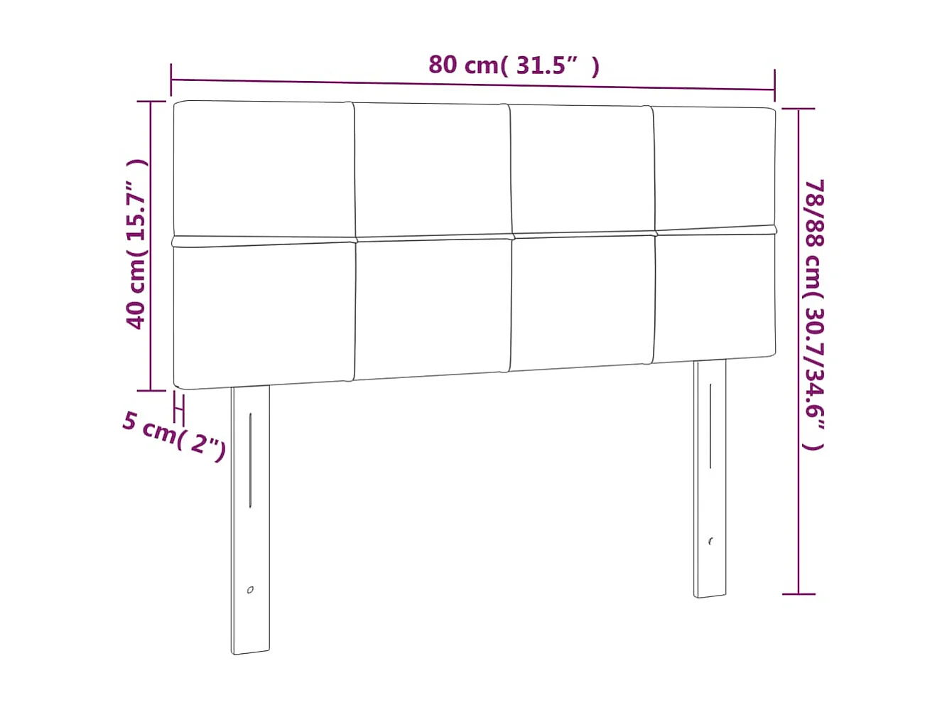 Mueble cabecero | Cabezal de cama | Cabecero de terciopelo gris claro 80x5x78/88 cm