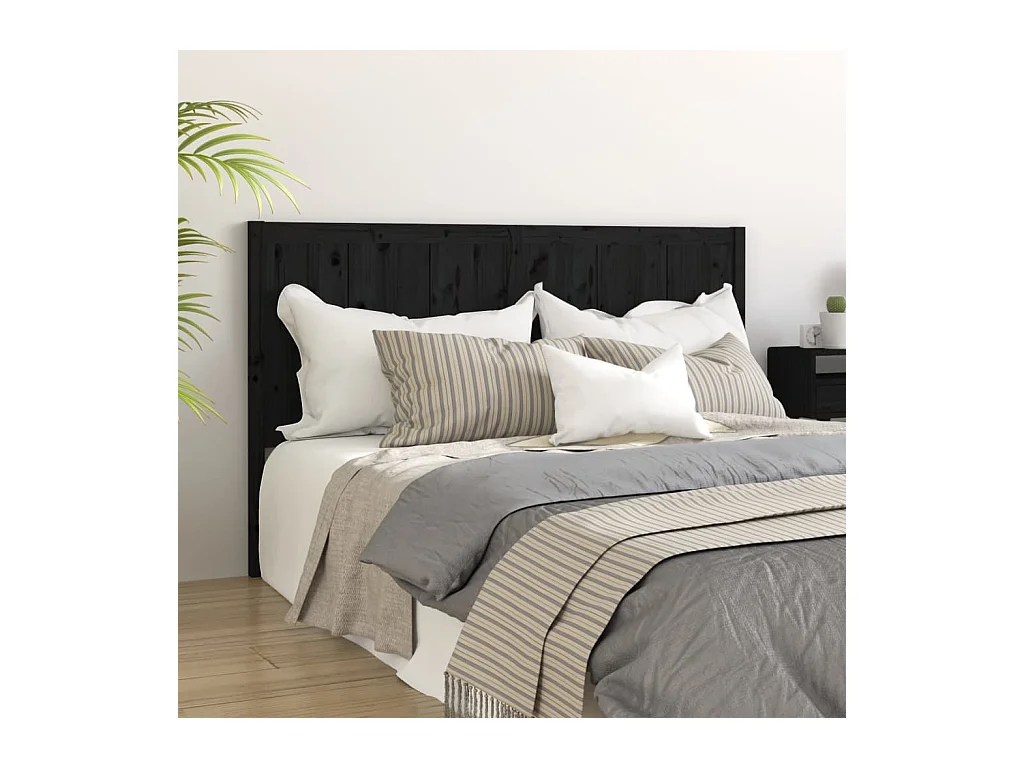 Cabecero de Cama | Cabezal de cama | Mueble de cabecero madera maciza de pino negro 125,5x4x100 cm