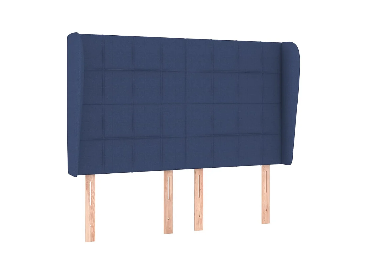 Cabecero | Cabezal de Cama | Mueble cabecero con orejas de tela azul 147x23x118/128 cm