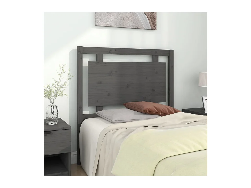 Cabecero de Cama | Cabezal de cama | Mueble de cabecero madera maciza de pino gris 95,5x4x100 cm