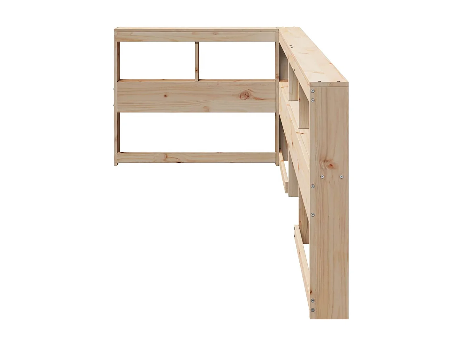 Mueble cabecero | Cabecero | Cabezal de cama librería en forma de L madera maciza de pino 80 cm