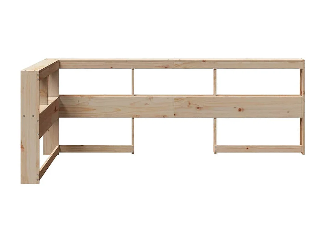 Mueble cabecero | Cabecero | Cabezal de cama librería en forma de L madera maciza de pino 80 cm