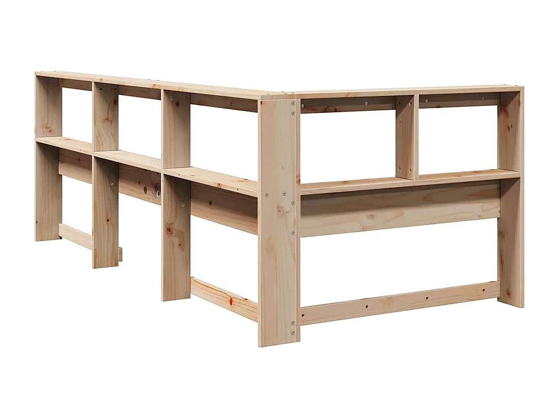 Mueble cabecero | Cabecero | Cabezal de cama librería en forma de L madera maciza de pino 80 cm