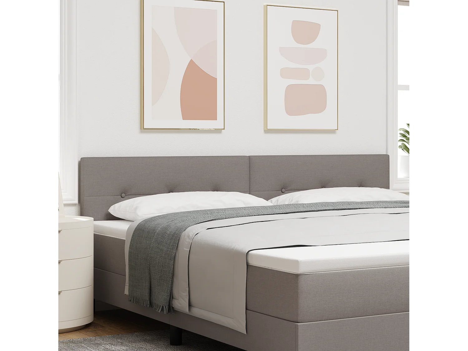 Mueble cabecero | Cabecero | Cabezal de cama LED con luces de tiras LED Manual Taupé 200 cm tela